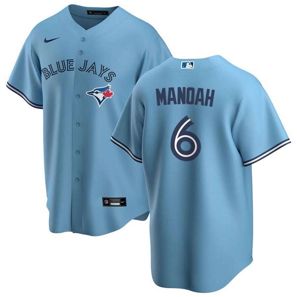 Men's Toronto Blue Jays #6 Alek Manoah Light Blue Cool Base Stitched Jersey - Click Image to Close